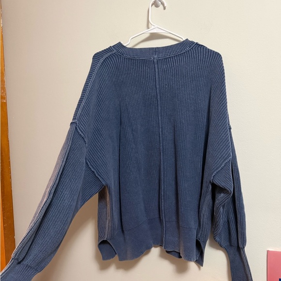 Aerie - Women’s Oversized Ribbed Crewneck Sweater in Deep Blue - Size Large - Picture 5 of 5